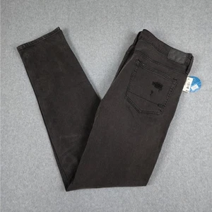 NWT Aeropostale Jeans Mens Size 40x36 Stacked Skinny Black Distressed - Picture 1 of 20