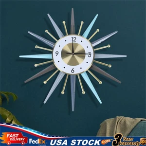 Simple Nordic Vintage Style Mid Century Starburst Wall Clock Wall Watch Decor - Picture 1 of 15