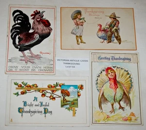 ANTIQUE Postcards Lot of 4 Over 110 Years Old Lot#104 Thanksgiving - Picture 1 of 2