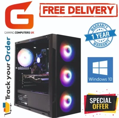 Gaming PC COMPUTER Core i5 16GB 240GB+2TB RTX3050 Wins 10 FREE DELIVERY - Image 1 of 4