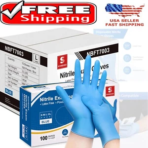 Premium Blue Nitrile Exam Gloves 4 Mil, Powder-Free & Latex-Free - 1000 Count - Picture 1 of 11