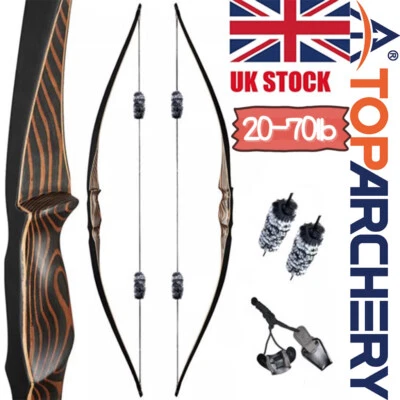 Archery 54" Traditional Longbow 20-70lbs Wooden Recurve Bow Hunting Shoot Target - Image 1 of 4