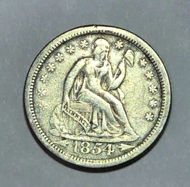 Raw 1854-O Seated Liberty 10C New Orleans Silver Dime Coin - Image 1 of 2