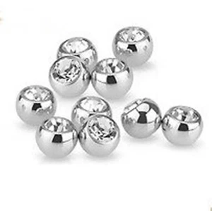 Replacement Balls (2) for 16 Gauge Clear 3mm Gem External Balls Steel - Picture 1 of 4