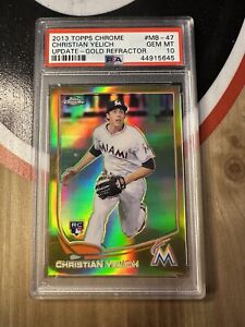 CHRISTIAN YELICH 2013 Topps Chrome Gold Refractor RC /250 PSA 10 Brewers MVP