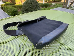 JACK SPADE WARREN ST NY BLACK LEATHER CANVAS MESSENGER CROSSBODY SATCHEL DAY BAG - Picture 1 of 22