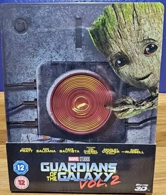 MARVEL GUARDIANS OF THE GALAXY VOL. 2 3D Blu-ray STEELBOOK UK Rele New Sealed R2 - Image 1 of 2