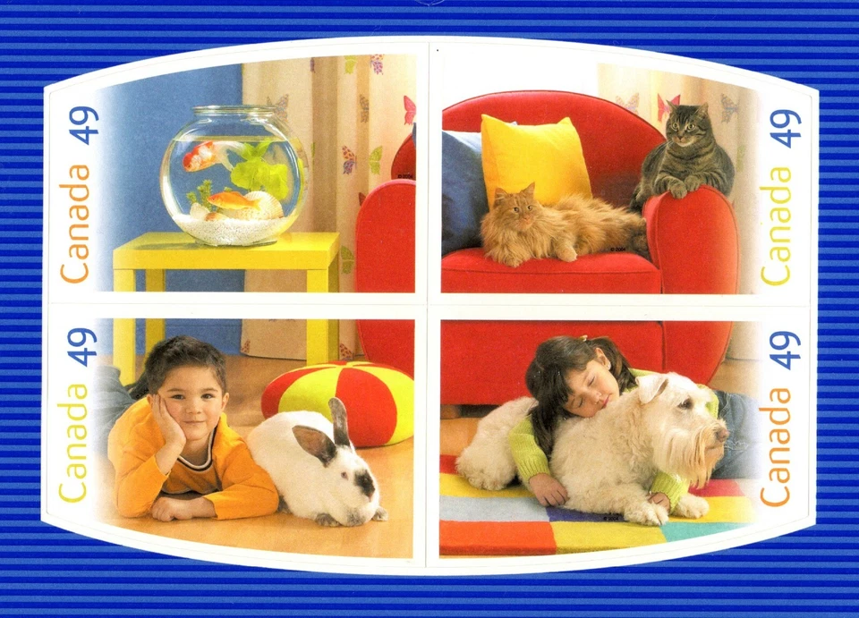 2004 Canada SC# 2057-60-Pets- Fish,Rabbit,Dog-booklet pane of 4 Lot#021-M-NH   - Image 1 of 1