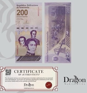 VENEZUELA 200 DIGITALES, 2023- 2024 CIR 200 Million Bolivar Series COA USED - Picture 1 of 3