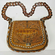 Dorothy Tooled Embossed leather Shoulder bag Handbag Boho Tan Brown Floral Weave