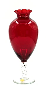 ¡NUEVO! Jarrón vintage de vidrio soplado rojo rubí de mediados de siglo, 8-3/4” de alto, hecho en Italia - Imagen 1 de 8