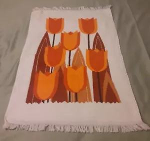 Toalla de mano vintage Leshners of St Mary's Ohio Mid Century Tulipanes - Imagen 1 de 5
