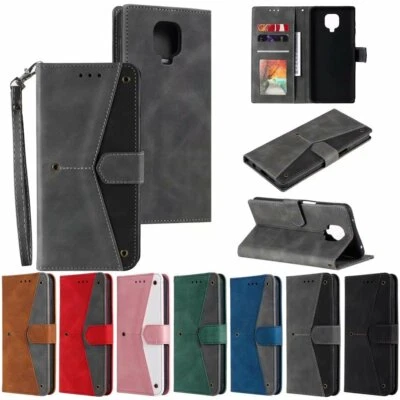 Contrast Leather Wallet Phone Case Cover For Xiaomi 10T Poco X3 NFC Redmi Note 9 - Image 1 of 4