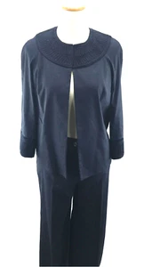 Anne Klein Women's 2-Piece Set Jacket & Pants Indigo Blue Size 8 NEW $700 Retail - Picture 1 of 12