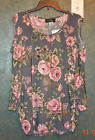 SAY ANYTHING- DARK GRAY COLD SHOLUDER TOP W/ PINK FLOWERS- SZ 2X- NWT
