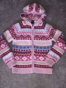 Gap Kids XL (12)Girls Cardigan Sweater Zip Up Lambswool Nylon Fair Isle Vintage