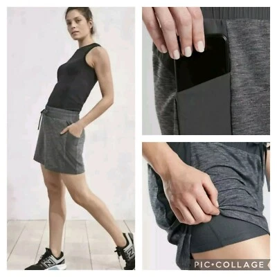 Falda corta híbrida Athleta Excursion gris y negra estilo # 405667 grande Foto 1 de 4
