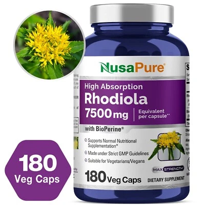 NusaPure Rhodiola Rosea 7.500 mg 180 cápsulas vegetales (no transgénicas, extracto 30:1) Foto 1 de 4