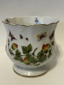 Vintage Lenwile Ardalt Porzellan handbemalt Erdbeeren & Schmetterlinge Übertopf - Bild 1 von 8