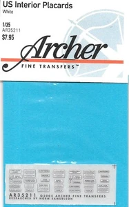 Archer U.S. Interior Plackards Transfers Decals AR35211 - Picture 1 of 2
