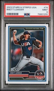 2023 Panini Stars & Stripes USA Baseball #90 Rhett Lowder PSA 9