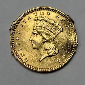 Indian Princess Gold Dollar Type 3 $1 1856-1889 Strong Detail Love Token F542 - Picture 1 of 2