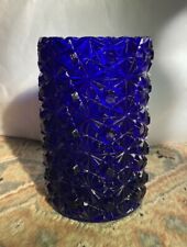 Stunning L G Wright Colbalt Blue Daisy and Button Vase 5 " High, 3" Diameter