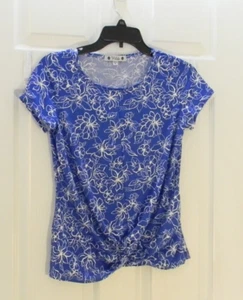 Top da carriera blu selvaggio motivo floreale patriottico nuovo senza etichette - Foto 1 di 3