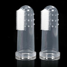US 2Pcs Pet Dog Cat Puppy Soft Finger Toothbrush Dental Care Teeth Cleaning Tool