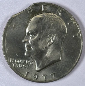 1977 Eisenhower Dollar Curved Clip UNC - Picture 1 of 2