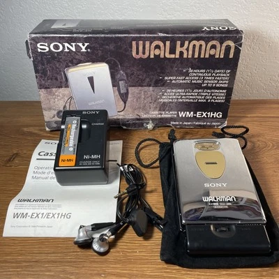 RARO Sony WM EX-1HG Walkman Reproductor de Cassette CAJA ORIGINAL Bolsa Cargador PROBADO Foto 1 de 4