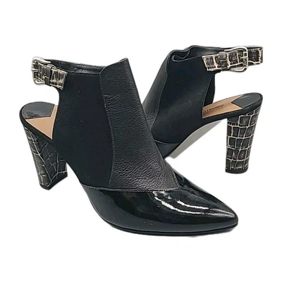 Donald J. Pliner Womens BON Pumps Snake Heels Booties Black Patent Pointed Sz 10 - Image 1 of 4