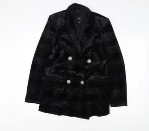 River Island Women's Black Check Velvet Blazer Size 8 - Picture 1 of 12