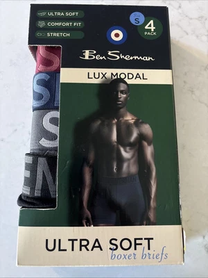 Nuevo en caja Calzoncillos Boxer Ben Sherman Para Hombre Pequeños 28-30 Paquete de 4 Pares Lux Modal Elastizados Foto 1 de 3