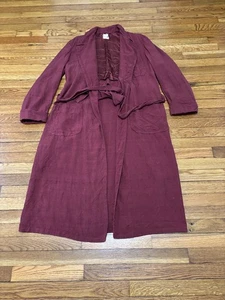 Vintage Saks Fifth Avenue Silk Robe Size Medium Burgundy Belted 60s 70s Movie - Picture 1 of 12