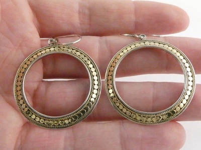 Brincos de círculo de ponto folheados a ouro prata esterlina Anna Beck 8,7 g 34,97 mm de diâmetro - Imagem 1 de 4