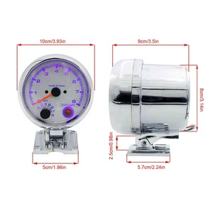 Tacómetro 375 pulgadas 8000 RPM 7 luces de color para vehículos de gasolina de 4 6 8 cilindros - Imagen 1 de 12