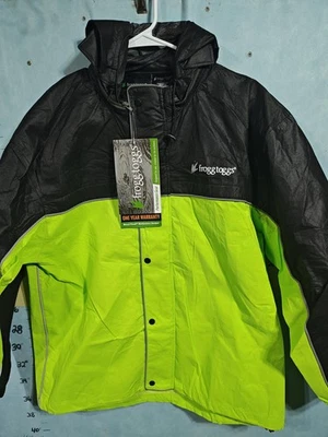 Chaqueta Frogg Toggs Para Hombre Mediana Negra Alta Visibilidad Road Sapo Reflectante Abrigo de Lluvia Foto 1 de 4