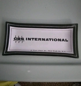 Vintage CBS International Glass Dish Ashtray Broadcasting Advertising Corporate  - Picture 1 of 5