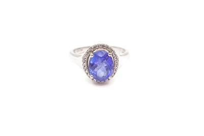 Sterling Silver 925 Iolite Diamond Ring Size 7 - Image 1 of 4
