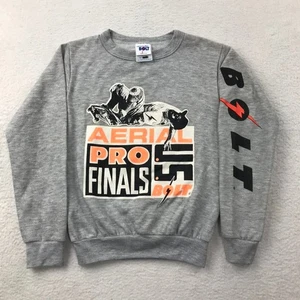 Vintage 90s Lightning Bolt Skater Sweatshirt Boys Medium Grey Pullover Surf USA - Picture 1 of 8