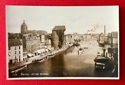 Foto AK DANZIG um 1930 An der Mottlau mit Schiffen   ( 161006 - Bild 1 von 2