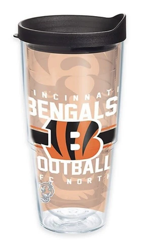 Cincinnati Bengals 24oz Tervis Tumbler with Lid-Made In USA-Gridiron-New Cover
