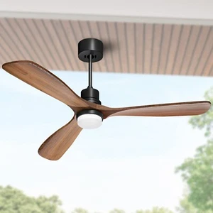 Obabala 52" Ceiling Fans with Light Remote Control Outdoor Wood Ceiling Fans ... - Picture 1 of 9