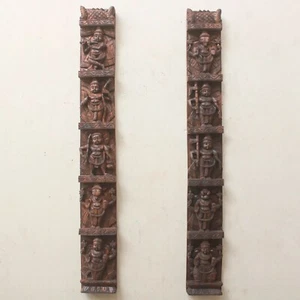 Par de paneles de pared estatuas Dashavatar Vishnu escultura de madera dios hindú decoración del hogar - Imagen 1 de 9