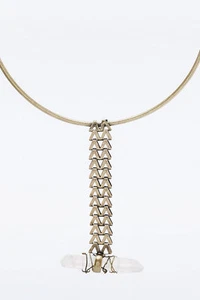Urban Outfitters Chain Crystal Chocker Necklace - Gold - RRP £18 - New - Picture 1 of 6