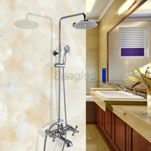 Wall Mounted Chrome Brass Bathroom Rain Shower Faucet Set W/Tub Mixer Tap 8cy323 - Picture 1 of 7