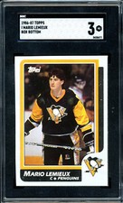 1986-87 TOPPS NHL Hockey Box Bottom 1 Mario Lemieux SGC 3 VG Pittsburgh Penguins