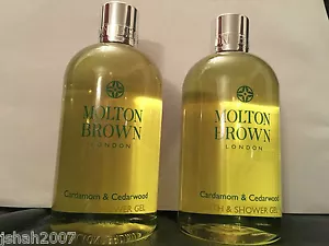 Molton Brown 2 x 300ml Cardamom & Cedarwood Bath & Shower Gel NEU *LOOK* - Bild 1 von 1