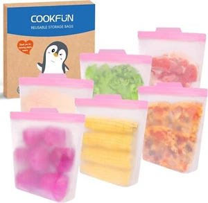Reusable Gallon Freezer Bags 6 Pack Stand up Food Storage BPA FREE Ziplock Bag - Picture 1 of 3